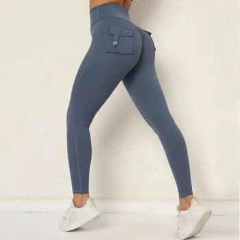 Pocket Yoga Pants 14 Color High Waist Elastic Buttock Lifting Buttons Womens Leggings Tracksuit Trousers QS0250 - GUANGZHOU HUMLISUN IMP & EXP CO.,LTD. - China