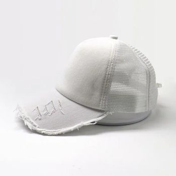 Custom Plain Washed Cotton Vintage 5 Panel Mesh Ripped Trucker Hats Custom Embroidery Logo Trucker Hat - Hebei Lingjin Import and Export Co., Ltd. - China