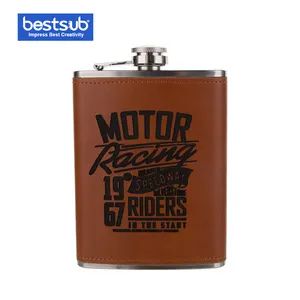 Bestsub Engraving 8oz Stainless Steel Hip Flask with PU Cover (Chestnut) - BestSub Technologies Co Limited - China