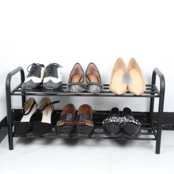 2 Tier Black Shoe Racks Usage Home Color Black Origin China Layer 2 Tier Style Simple Condition New Function Display Model NO. - Jiangmen Chengfu Metal Products Co., Ltd. - China