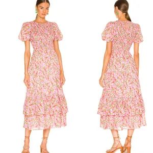 China Supplier Guangzhou Factory Wholesale Bulk Hot Popular Casual Fashion Layered Hem Women Floral Dress - Dongguan Tomorrow Fashion Co., Limited - China