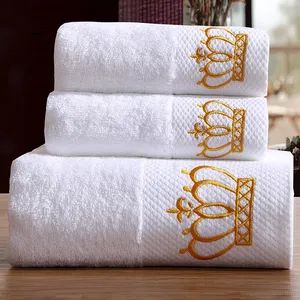Made in China Cheap Price White 100% Cotton Custom Logo Towel Gift Luxury Hilton Hotel Towel Sets, Hotel Bathroom Bath Towel Bathrobe Hand Washing Face Towels - Foshan Yiroufang Textile Manufacture Co., Ltd. - China