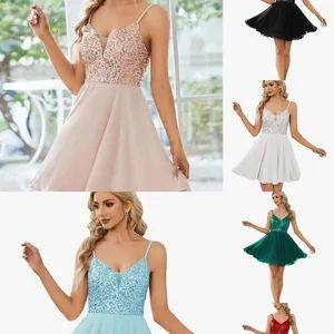 Pink Color Floor-Length Wedding Dress Sexy Sequin Halters Evening Gowns - Qingdao Yuyi International Trade Co., Ltd. - China