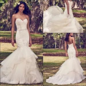 Mermaid Bridal Gowns Vestidode Strapless Appliqued Beaded Lace Wedding Dresses Z9029 - Suzhou Leader Apparel Co., Ltd. - China