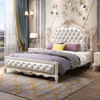 High Class European Bedroom Furniture Leather Wooden Double Bed - Foshan Minis Furniture Co., Ltd. - China