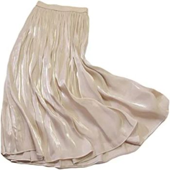 Womens Silky Lustrous Elastic Waist Pleated Accordion MIDI Long Skirts - shanghai jspeed industry co.,ltd - China