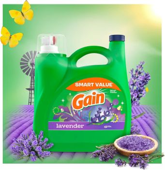 Gain Liquid Laundry Detergent, Lavender Scent, 154 fl oz, 107 loads, HE compatible, Laundry Detergent Liquid Soap - Exware-Export B.V. - Netherlands