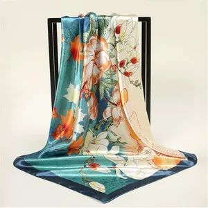 Promotional Logo Printed Custom Designer Cotton Polyester Square Fashion Scarf - Zhongshan Senwei New Materials Co., Ltd - China