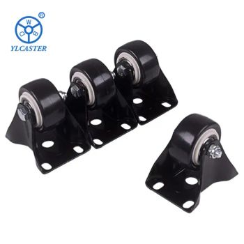 Amazon 1.5 Inch Black Polyurethane Fixed Castor Wheels Trolley Furniture Caster - Guangzhou Ylcaster Metal Co., Ltd. - China