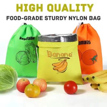 Fruit Vegetables Storage Bag Insulated Shockproof Fresh Keeping Drawstring Pouch for Lettuce Banana Preserve Organizer - Jinjiang Chendai Yilai Craft Company - China