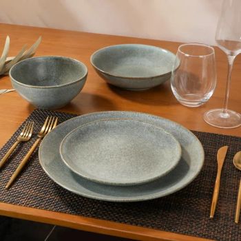 Crokery 24-Piece Stoneware Tableware Plate Dinnerware Bowl Color Gray Porcelain Dinner Set - Shenzhen Hua Mei Industry Development Ltd. - China