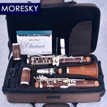 Moresky Red Wood Professional Clarinet Bb Rosewood Clarinet Silvering Keys Solid Wood Sib Klarnet (OEM) - Hengshui Moresky Musical Instrument Trading Co., Ltd. - China