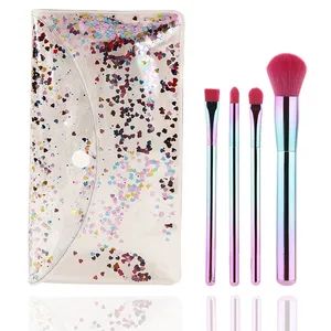 Wholesale New Gradient 4PCS Eye Makeup Brush Set Eyeshadow Make up Brush Tool Kit with Glitter PVC Bag - NINGBO AOVEA IMPORT & EXPORT CO., LTD. - China