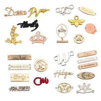 Custom Metal Logo Tag Label for Clothing Scarf Shirt Shoes MOQ 100PCS Shape Round Origin China Form Customized Logo - Quanzhou Shishi Xiangminghui Trading Co., Ltd. - China
