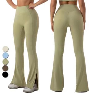Yoga Flared Pants High Waist Lifting Hip Fashion Wide-Leg Trousers Womens Gym Leggings Running Sports Fitness Wear Sweatpants - Hangzhou Manbu Clothing Co., Ltd. - China