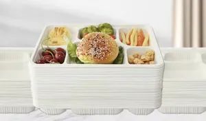 Compostable Disposable 6 Compartments Cornstarch Tableware Tray Food Use - Wenzhou Qiangsen Import and Export Co., Ltd. - China
