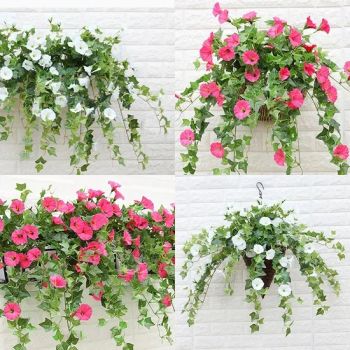 Artificial Vines Morning Glory Hanging Plants Fake Green Plant Home Garden Wall Fence Outdoor Wedding Hanging Baskets Flower Decor - Shine Peak Group (HK) Limited - China