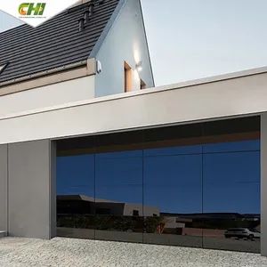Residential Sectional Tempered Glass Panel Single Car Garage Door Polycarbonate Black Garage Doors with Tinted Glass - SUZHOU SHUNCHI HARDWARE CO.,LTD. - China