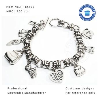 Souvenirs Manufacturer Travelpro Custom Souvenir Silver Plated Metal Charm Bracelets - Travelpro Souvenir Products Limited. - China