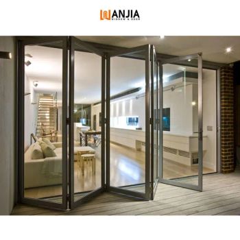 Wanjia Customized American Accordion Door Double Glassed Aluminium Waterproof Soundproof Folded Doors - Foshan Wanjia Window and Door Co., Ltd. - China