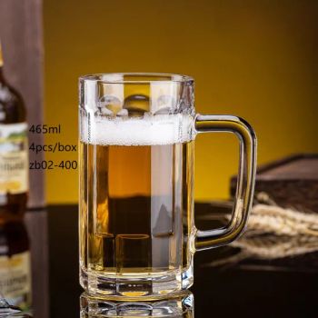 465ml Drinking Cups Glass Beer Mugs Beer Glass with Handle - Ningbo Yuheng Medical Equipment Company Ltd - China
