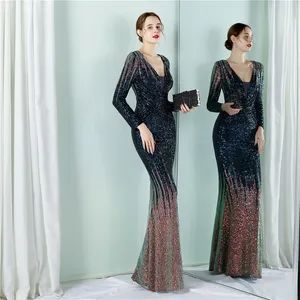 New Export Sequin Mesh Beaded Evening Dress – Annual Meeting, Performance, Host Wear - Guangzhou Panyu district south village Jinluoxuan clothing factory - China
