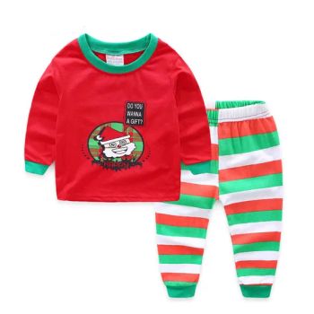 Wholesale Santa Claus Horizontal Stripes Christmas Kids Girls Pajamas Set Custom Toddler Loungewear Casual Clothes - Chengdu Pandaer International Trade Co., Ltd. - China
