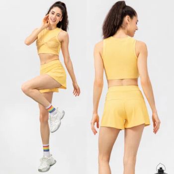 Women's Summer 2 Piece Golf Clothes Set Ribbed Sleeveless Crew Neck Tank Top + Lounge High Waisted Sports Shorts Workout Short Tennis Outfits Sets - DONGGUAN TIANCHEN GARMENT TECHNOLOGY CO., LTD. - China