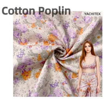 100% Cotton Poplin Fabric 130GSM 57/58" Combed Yarn Printed 1Y QC Passed MOQ2000 - Shaoxing City Yachi Import&Export Co., Ltd. - China