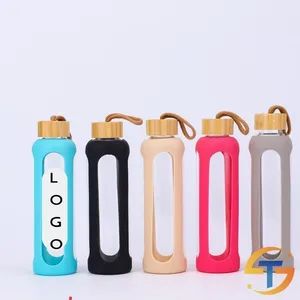 580ml/19oz Glass Sport Water Bottle with Silicone Sleeve for Coffee Juice - Suzhou Tongrang Gift Co., Ltd. - China