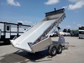 Dump trailers / 2025 Mission Trailers 7×16 14K Aluminum Hydraulic Dump w/Ramps, HD D-Rings, Barn Doors, Tarp Kit - senesie mfg llc - United States