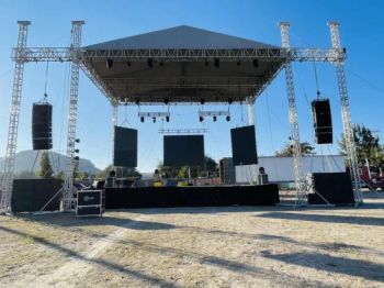 Dragonstage Outdoor Portable Exhibition Concert Events Wedding Stage Lighting Show Speaker Aluminum Truss with Curved Roof LED Display Truss TUV SGS CE - FOSHAN DRAGON STAGE EQUIPMENT CO.,LTD - China