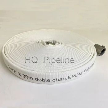 Fire Hose 1 1/2" X 30m with Aluminum Couplings Color White Origin China Trademark HQ Jacket Polyester HS Code 59090000 Sample - Qingdao HQ Import & Export Co., Ltd. - China
