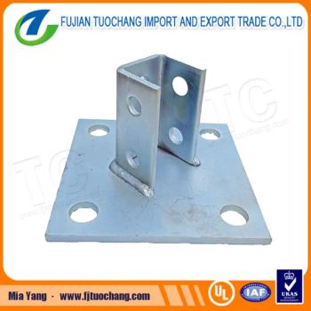 Unistrut 4 Hole Square Mount Post Base, Zinc Plated Steel Trademark TOCA Model NO. C-1016-2 Specification custom Origin Fujian, China - FUJIAN TUOCHANG IMPORT AND EXPORT TRADE CO., LTD. - China