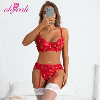 Floral Embroidery Underwire Female Panties Bras Underwear Sets - Ohyeah Trade (Xiamen) Co., Ltd. - China