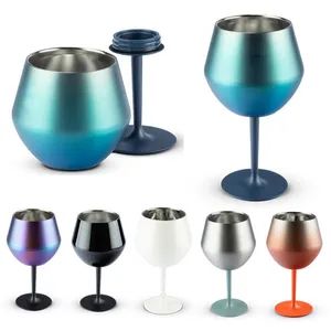 Customized 14oz Wine Glass Shatterproof Champagne Glasses Stainless Steel Detachable Stem Water Bottle Wine Cup Tumbler for Party - Chaozhou Binjiang Industrial Investment Co., Ltd. - China