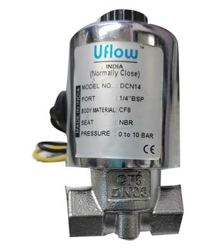 Double Coil Solenoid Valves, 10 W, 12 V Power 10 W Brand Uflow Voltage 12 V Material CF8 Seat Material Nbr Port Type 1/4" - Shri Krishna Electricals - India