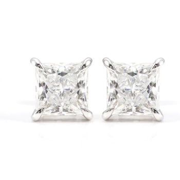 14K White Gold Solid Gold Solid 3.6CT Def Vvs Princess Cut Moissanite Solitaire Stud Earrings Prongs Set - Wuzhou Provence Jewelry Co., Ltd. - China