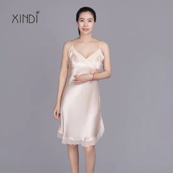 100% Pure Silk Sleepwear Sexy Nightgown for Women Size S Type Gowns Weave Tabby Origin China Material Silk Season Summer - Hangzhou Howmay Silk Co., Ltd. - China