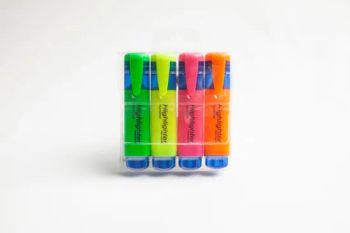 Chisel Tip Fluorescent Highlighters, Dry-Quickly Non-Toxic Highlighter Markers, Tank Highlighters, Assorted, 4 Colors/PVC Pack, School Supplies - Qingdao Lincoler Trade Co., LTD. - China