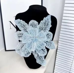 Multicolor Beaded Sequin Lace Flower Patches 3D Embroidered Sew-on for Hat Garment Dress - Guangzhou JingPin Garment Accessory Co., Ltd. - China