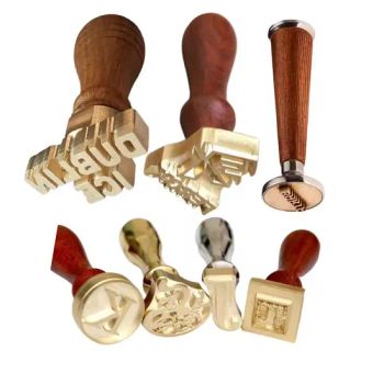 Custom Logo Size Decoration Vintage Sealing Wax Bar Wooden Handle Gold Silver Ice Stamp with Solid Brass Head Ice Cube Stamps for Strathclyde Russian Doll - KKS Enterprises Co., Ltd. Hangzhou - China