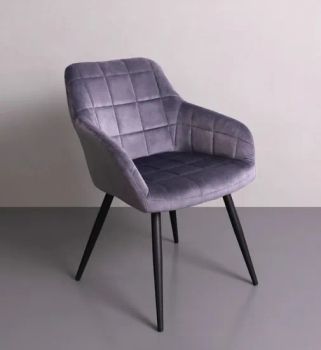 Velvet Upholstered Dining Table Chairs, Gray Velour Embossed Nordic Dining Chairs - Foshan Suzigu Furniture Co., Ltd. - China