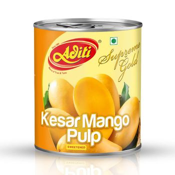 Kesar Mango Pulp 850 gm Tin Organic Yes Origin India Degree Of Maturity Mature - ADITI FOODS (INDIA) PVT. LTD. - India