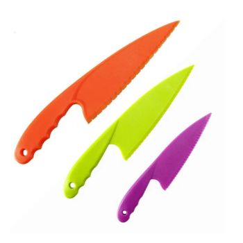 Plastic Kitchen Knife Set, 3 Pieces in 3 Colors for Kids, Safe Nylon Cooking Knives for Children Beginner Chef Knives Cookies Bread Lettuce Fruits Cake Wbb12141 - Ningbo Ezfocus Co., Ltd. - China
