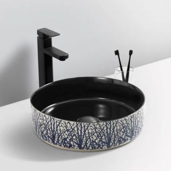 Hot Sale Black Marble Pattern Contertop Sink Ceramic Art Hand Wash Basin Marble Bathroom Sinks - Anqing Homewell Wood Co., Ltd - China