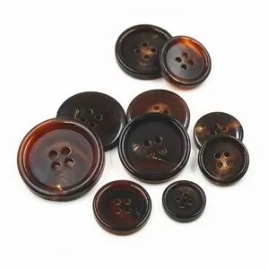 Real Cow Horn Buttons Black Coffee Buttons 4-Holes High-Grade Men's Suit Buttons Wholesale - Wenzhou Yigou Trading Co., Ltd - China