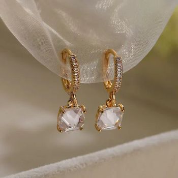 Fashion Simulation Diamond Birthstone Earrings Hoop Huggie Gemstones Stud Earrings - Putian Chengqiu Hui Trading Co., Ltd. - China