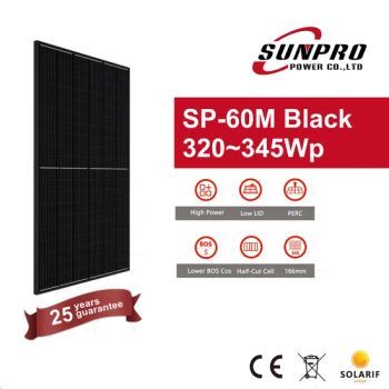 Full Black 330W Mono Solar Modules 122 Half Cells Origin China Weight 18kgs Grade A Grade Connector Mc4 Condition New Junction Box - Zhejiang Sunpro Power Technology Co., Ltd. - China