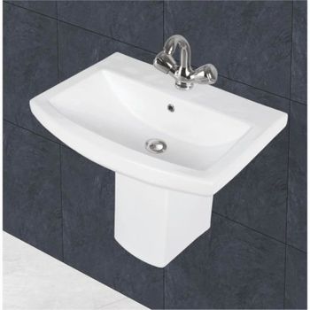 Ceramic KAG Pedestal Wash Basin Color White Weight 13Kg Material Ceramic Shape Rectangular Product Brand KAG Surface Finish - ATF Tiles & Stones - India